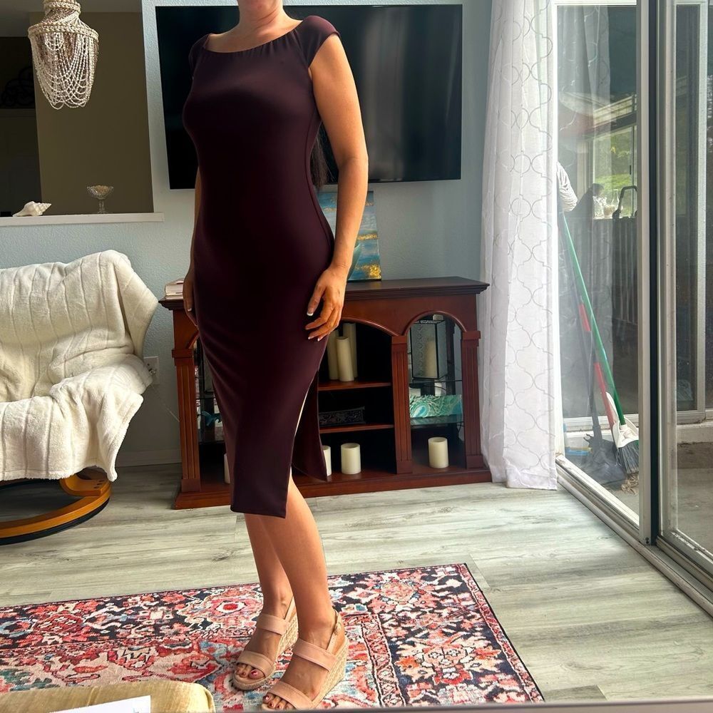 Velvet by Graham & Spencer Maxi Dress with Cap Sleeves Purplish Brown